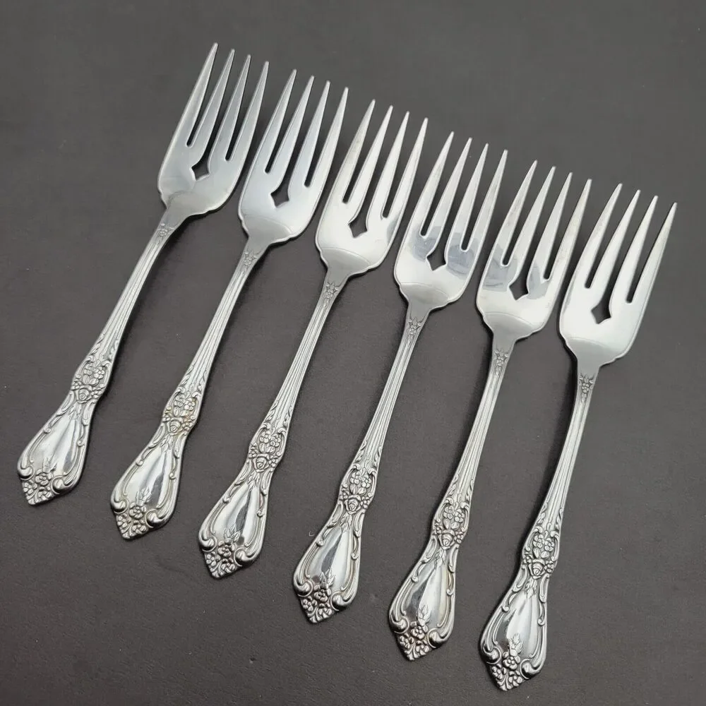 Set of 6 Oneida Salad Fork KENNETT Square Distinction Deluxe STAINLESS STEEL